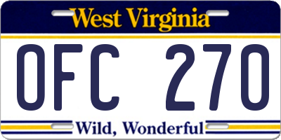 WV license plate OFC270