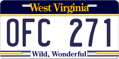 WV license plate OFC271