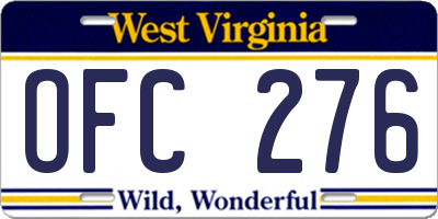 WV license plate OFC276