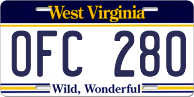 WV license plate OFC280