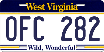 WV license plate OFC282