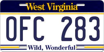 WV license plate OFC283