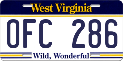 WV license plate OFC286