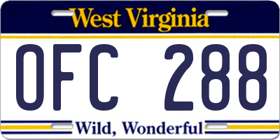 WV license plate OFC288