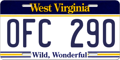 WV license plate OFC290