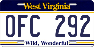 WV license plate OFC292