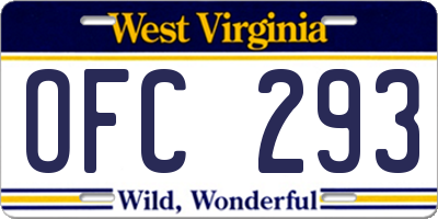 WV license plate OFC293