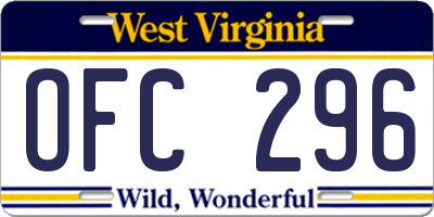 WV license plate OFC296