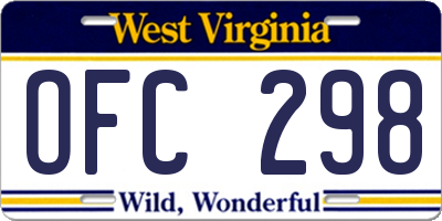 WV license plate OFC298