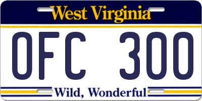 WV license plate OFC300