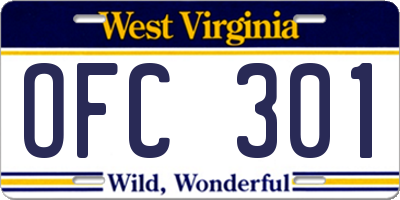 WV license plate OFC301