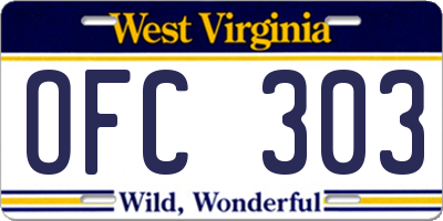 WV license plate OFC303
