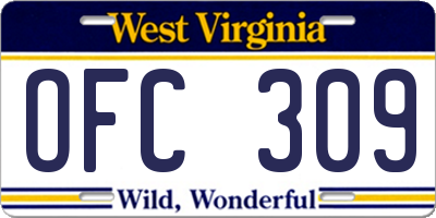 WV license plate OFC309