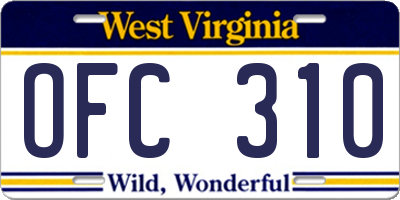 WV license plate OFC310