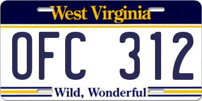WV license plate OFC312