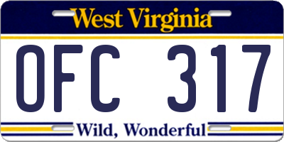 WV license plate OFC317