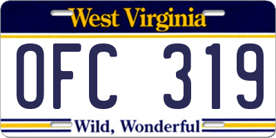 WV license plate OFC319