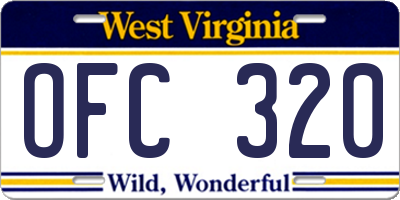 WV license plate OFC320