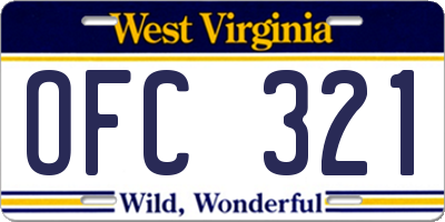WV license plate OFC321