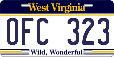 WV license plate OFC323