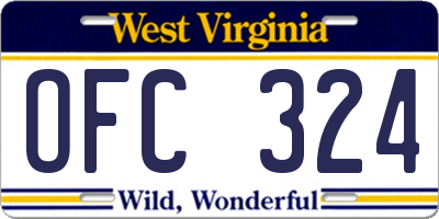 WV license plate OFC324