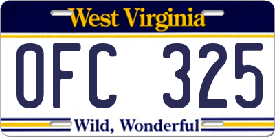 WV license plate OFC325
