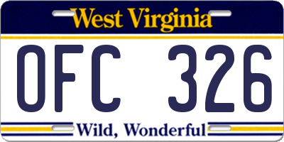 WV license plate OFC326