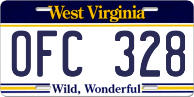WV license plate OFC328