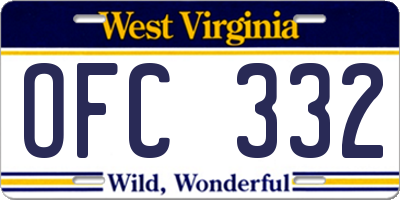 WV license plate OFC332