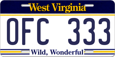 WV license plate OFC333