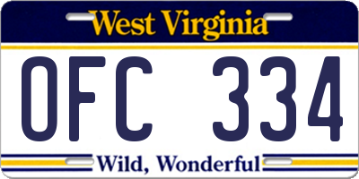 WV license plate OFC334