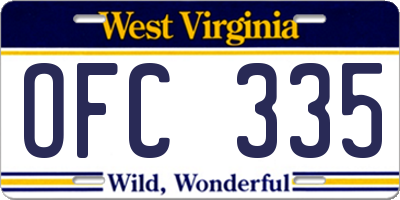 WV license plate OFC335