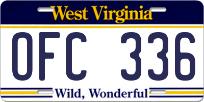 WV license plate OFC336