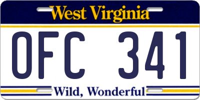 WV license plate OFC341