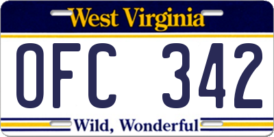WV license plate OFC342