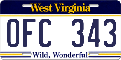 WV license plate OFC343