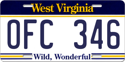 WV license plate OFC346