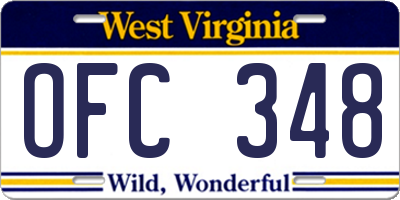 WV license plate OFC348
