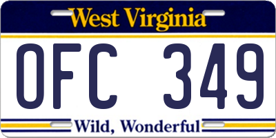 WV license plate OFC349
