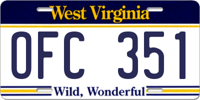 WV license plate OFC351