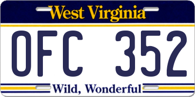 WV license plate OFC352