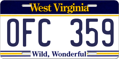 WV license plate OFC359