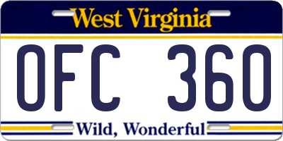 WV license plate OFC360
