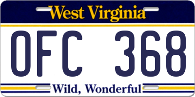 WV license plate OFC368