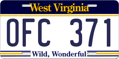 WV license plate OFC371