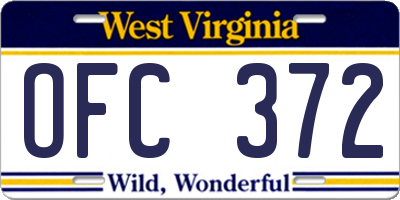 WV license plate OFC372