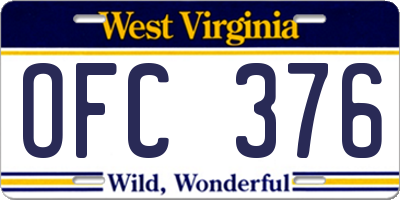 WV license plate OFC376