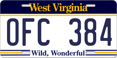 WV license plate OFC384