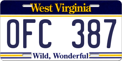WV license plate OFC387