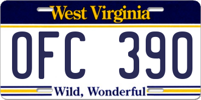WV license plate OFC390